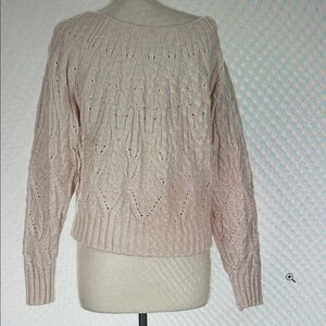 White House Black Market Light Pink Cable Knit Sweater